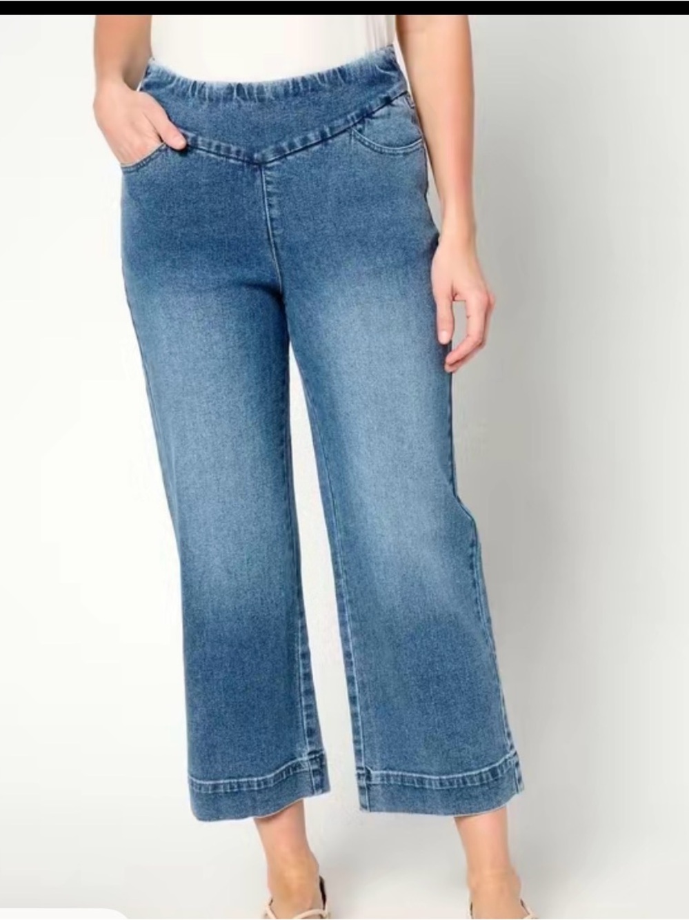 Brandis Dress Out Loud (QVC) De Novo Denim - Wide Leg Crop Jeans - EUC